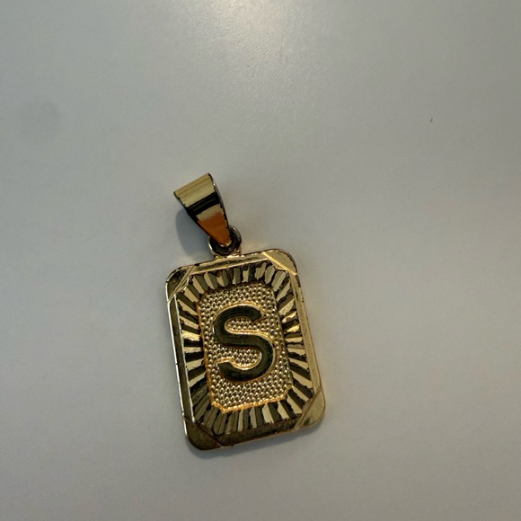 Jewelry - Gold Initial 'S' Rectangular Pendant Necklace
